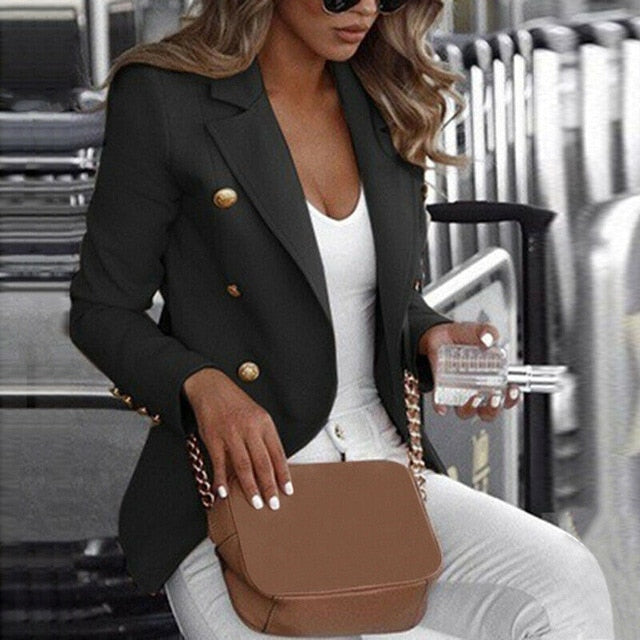 Women Ladies Long Sleeve Slim Blazer Suit Coat Work Jacket Formal Suit Plus Size Blazer Autumn Spring Solid Color Big Size Coat