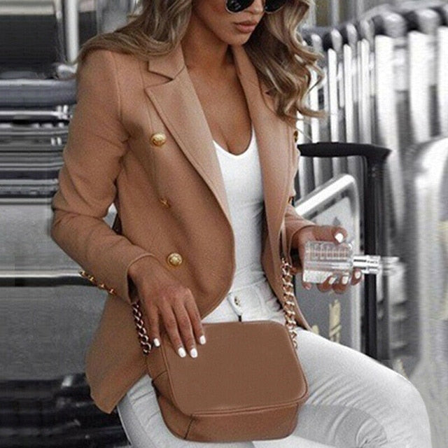 Women Ladies Long Sleeve Slim Blazer Suit Coat Work Jacket Formal Suit Plus Size Blazer Autumn Spring Solid Color Big Size Coat